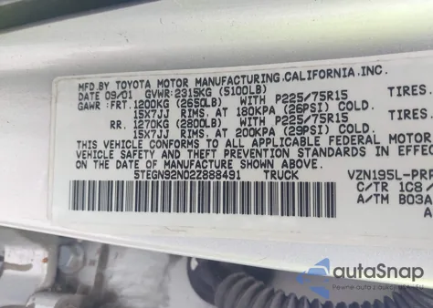 2002 Toyota Tacoma Prerunner V6 from USA, damaged, VIN 5TEGN92N02Z888491